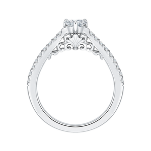 14K White Gold Heart Diamond Vintage Engagement Ring