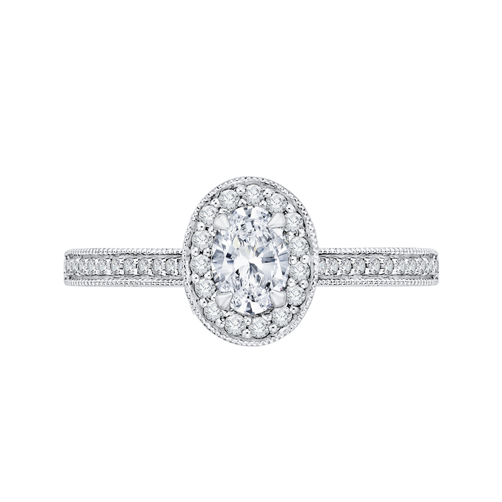 PRO0133ECH-44W-.50 Bridal Jewelry Carizza White Gold Oval Diamond Halo Engagement Rings