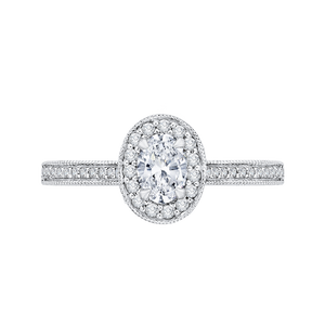 PRO0133ECH-44W-.50 Bridal Jewelry Carizza White Gold Oval Diamond Halo Engagement Rings