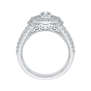 Oval Diamond Double Halo Engagement Ring In 14K White Gold