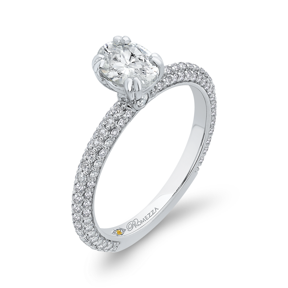 14K White Gold Oval Diamond Classic Engagement Ring