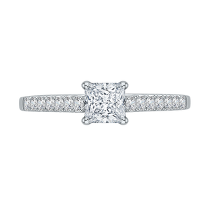 PRP0004EC-02W Bridal Jewelry Carizza White Gold Princess Cut Diamond Engagement Rings