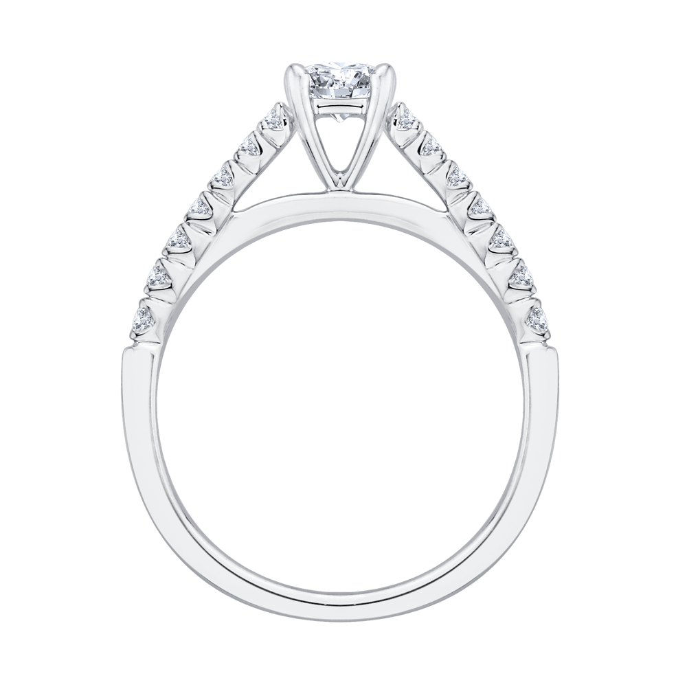 14K White Gold Princess Diamond Cathedral Style Engagement Ring