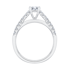 14K White Gold Princess Diamond Cathedral Style Engagement Ring