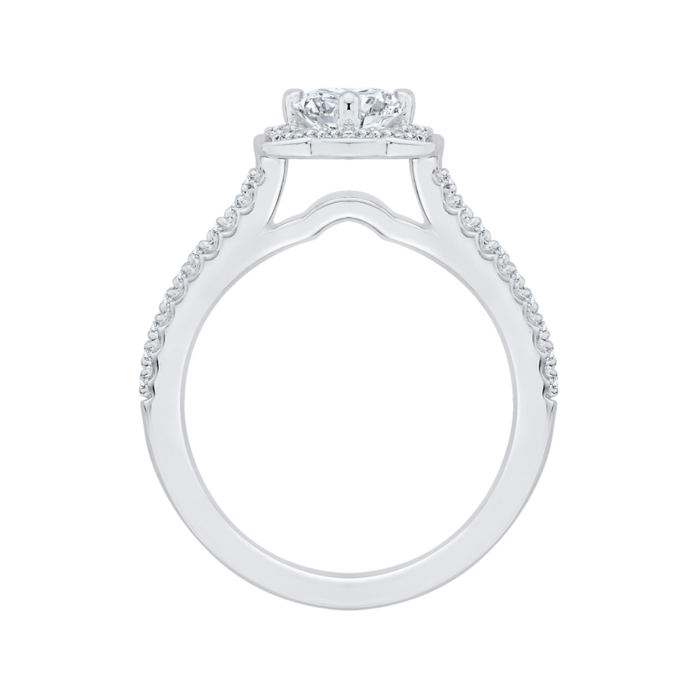 14K White Gold Princess Diamond Halo Vintage Engagement Ring