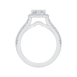14K White Gold Princess Diamond Halo Vintage Engagement Ring