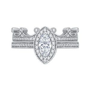 Marquise Diamond Halo Engagement Ring In 14K White Gold