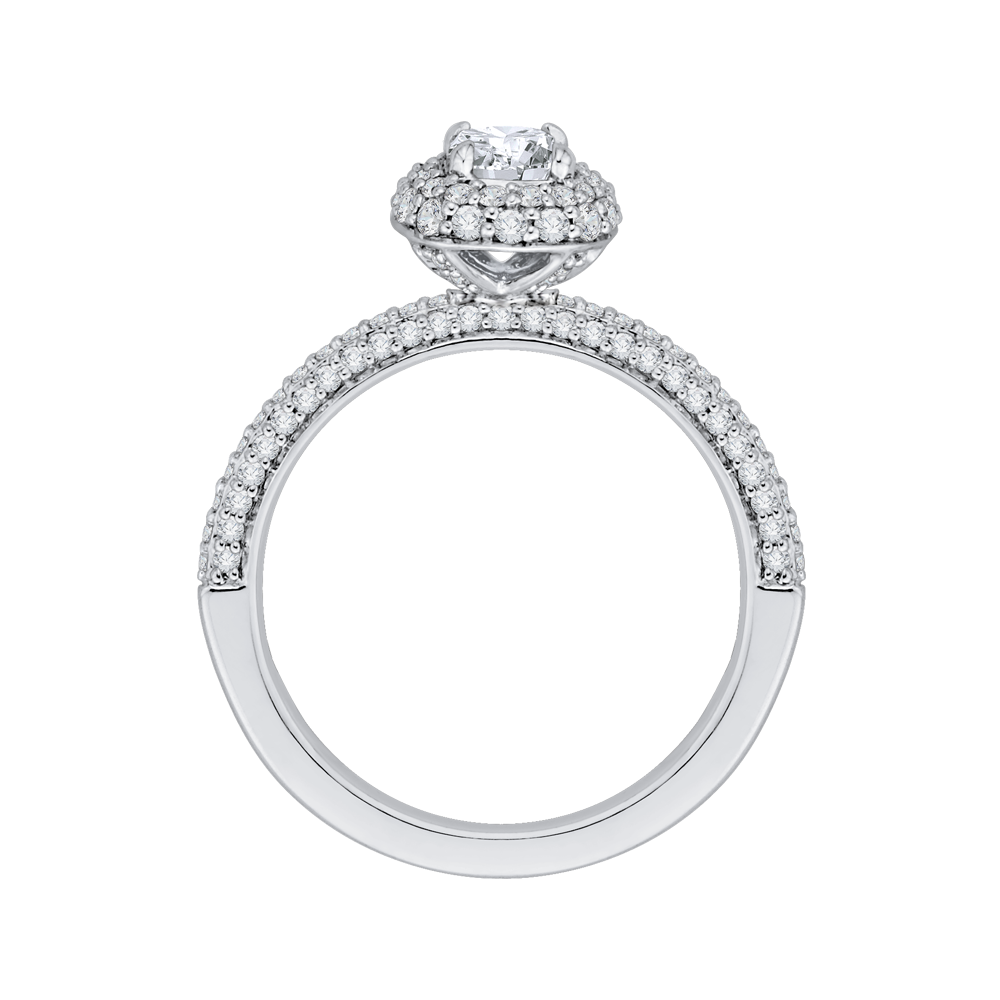 PRU0070EC-44W Bridal Jewelry Carizza White Gold Cushion Cut Diamond Double Halo Engagement Rings