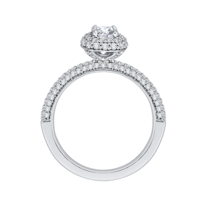 PRU0070EC-44W Bridal Jewelry Carizza White Gold Cushion Cut Diamond Double Halo Engagement Rings