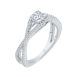 Cushion Diamond Engagement Ring with Split Shank In 14K White Gold