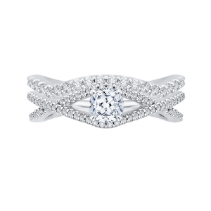Cushion Diamond Engagement Ring with Split Shank In 14K White Gold
