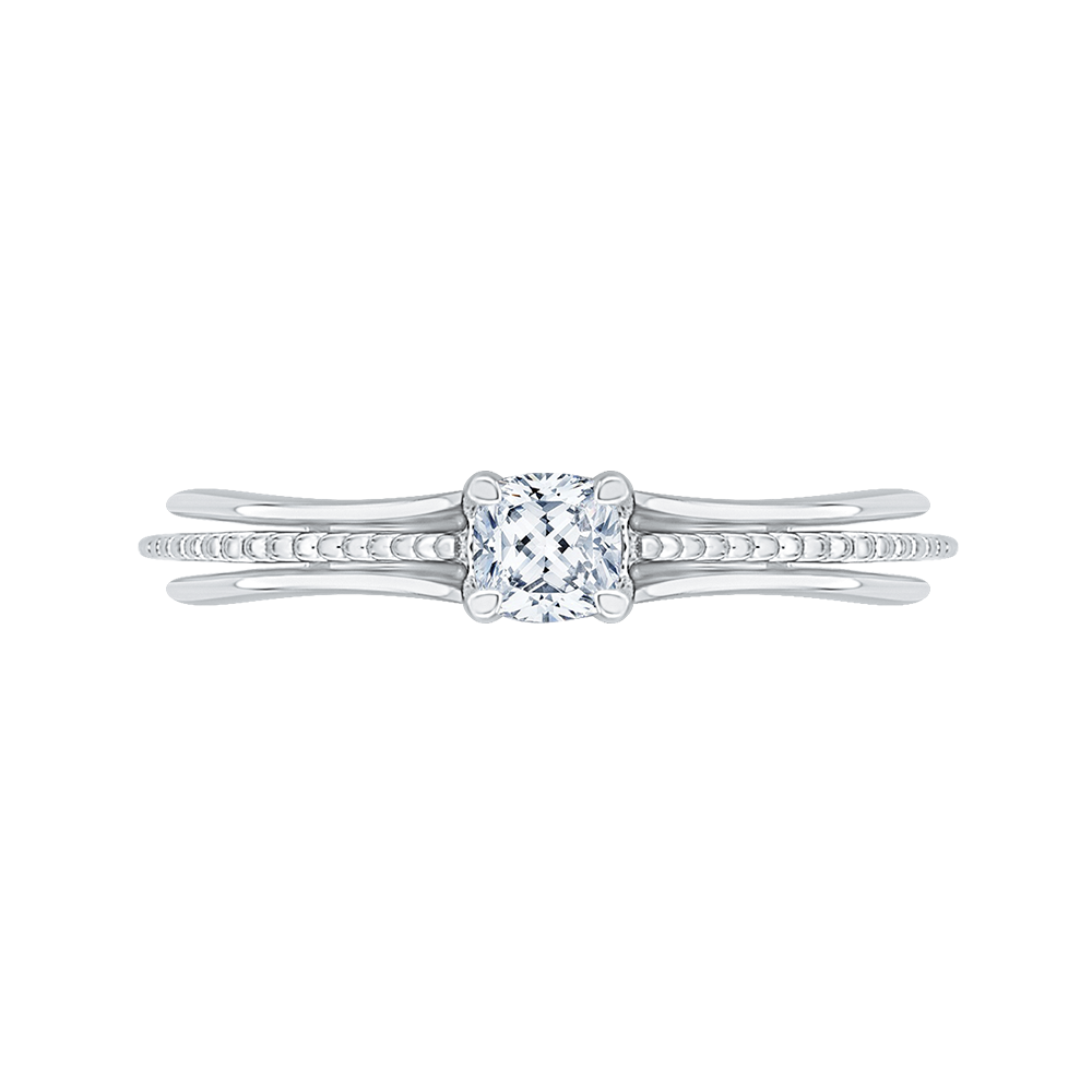PRU0148EC-44W-.50 Bridal Jewelry Carizza White Gold Cushion Cut Diamond Engagement Rings