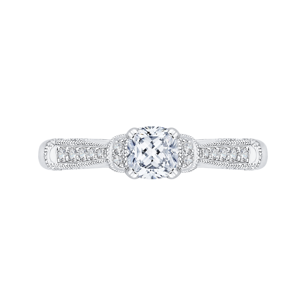 PRU0155EC-44W-.50 Bridal Jewelry Carizza White Gold Cushion Cut Diamond Engagement Rings