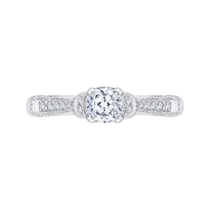 PRU0155EC-44W-.50 Bridal Jewelry Carizza White Gold Cushion Cut Diamond Engagement Rings