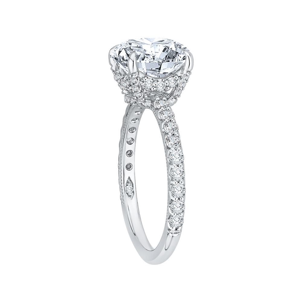 18K White Gold Round Diamond Engagement Ring (Semi-Mount)
