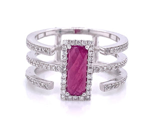 Meira T | Geometric Ruby and Diamond Ring